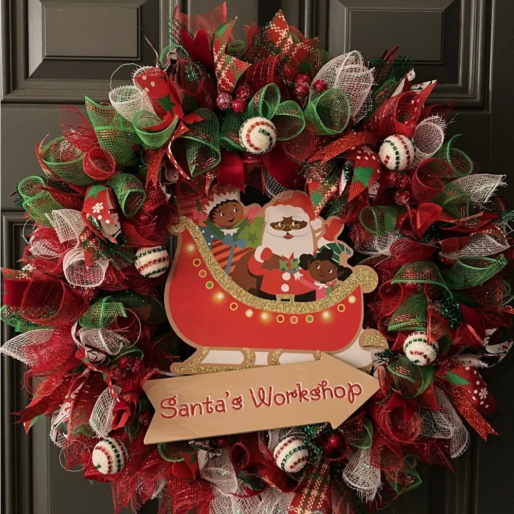Festive Santa's Workshop Holiday Wreath